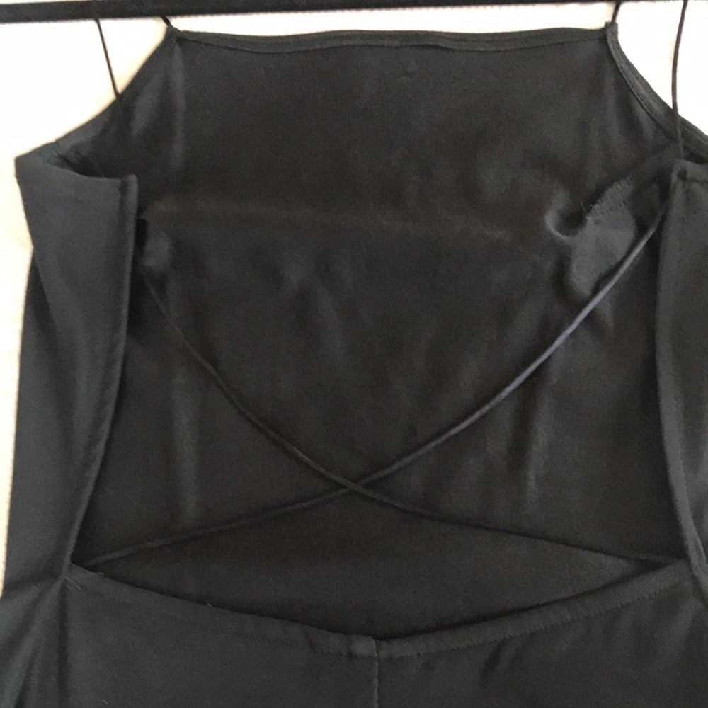 Long black dress w/ crisscross back and side slit